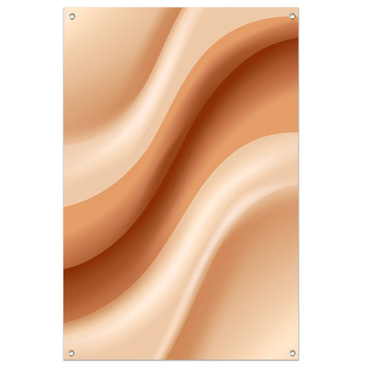 Abstract Golven in Beige en Crème tuinposter