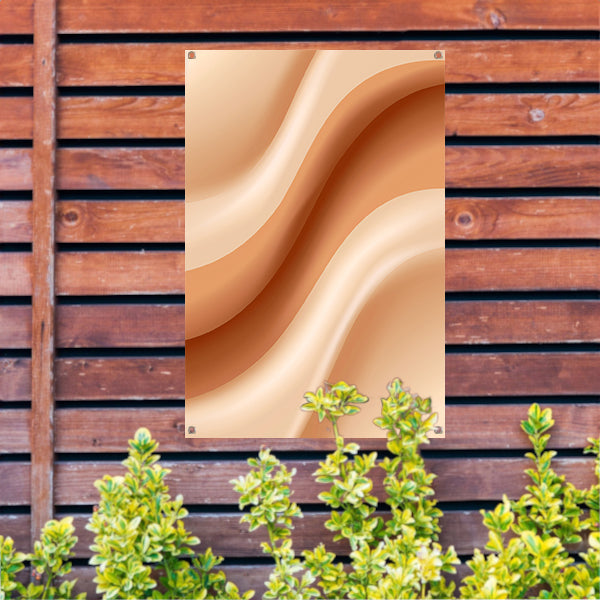 Abstract Golven in Beige en Crème tuinposter