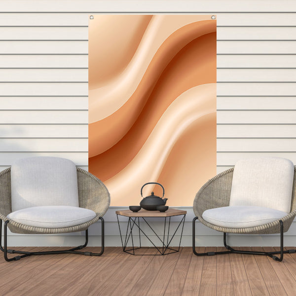 Abstract Golven in Beige en Crème tuinposter