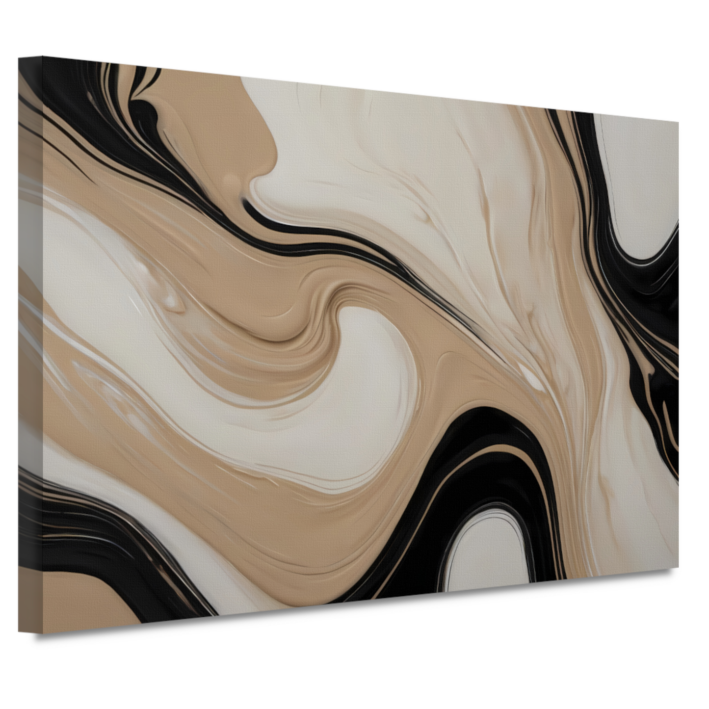 Abstracte Vormen in Beige en Zwart canvas