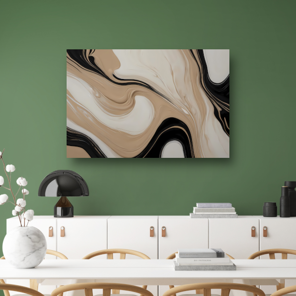 Abstracte Vormen in Beige en Zwart canvas