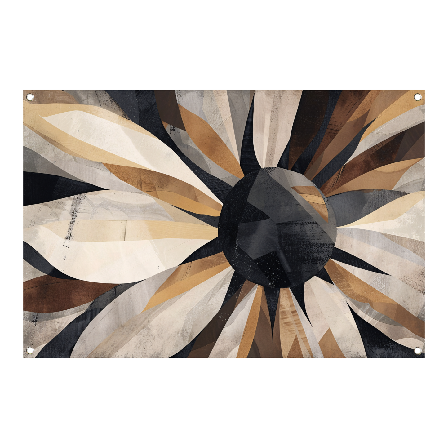 Abstracte Interpretatie van Zonnebloem in Monochrome tuinposter