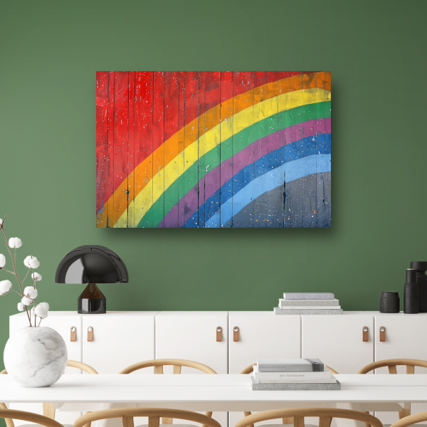 Abstracte Regenboog op Houten Paneel acrylglas