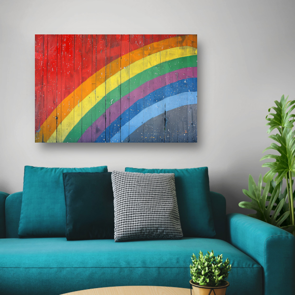 Abstracte Regenboog op Houten Paneel acrylglas