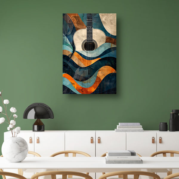 Abstract gitaar in golven van kleur canvas