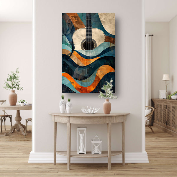 Abstract gitaar in golven van kleur poster