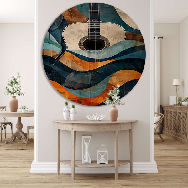 Abstract gitaar in golven van kleur forex muurcirkel