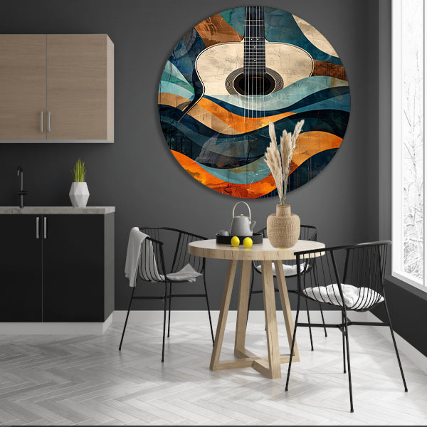 Abstract gitaar in golven van kleur forex muurcirkel
