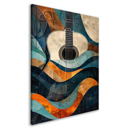Abstract gitaar in golven van kleur canvas