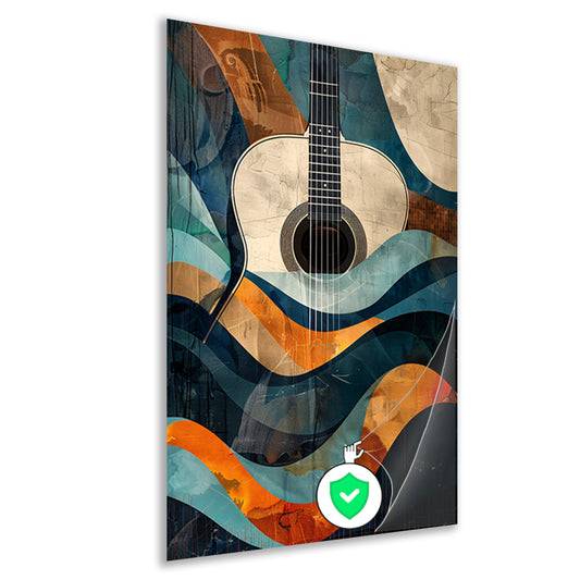 Abstract gitaar in golven van kleur poster