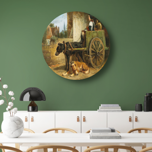 De kleine wagen - Henriëtte Ronner-Knip aluminium muurcirkel