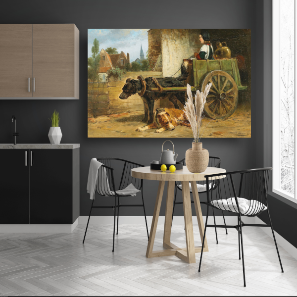 De kleine wagen - Henriëtte Ronner-Knip canvas met baklijst
