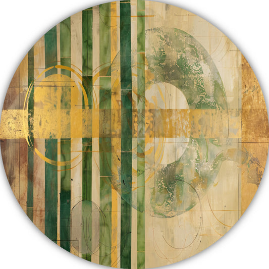 Moderne Bamboe en Gouden Cirkels Abstract aluminium muurcirkel