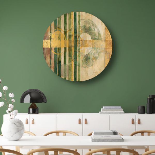 Moderne Bamboe en Gouden Cirkels Abstract forex muurcirkel