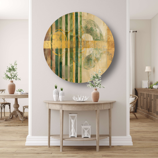 Moderne Bamboe en Gouden Cirkels Abstract forex muurcirkel