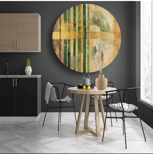 Moderne Bamboe en Gouden Cirkels Abstract forex muurcirkel