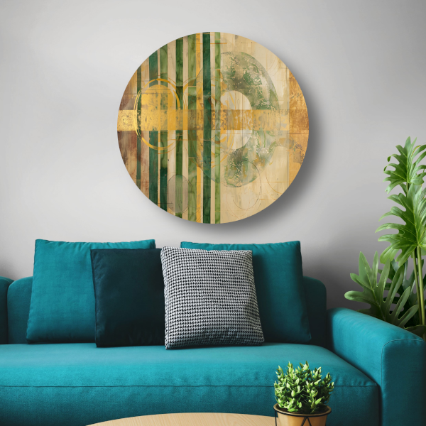 Moderne Bamboe en Gouden Cirkels Abstract forex muurcirkel