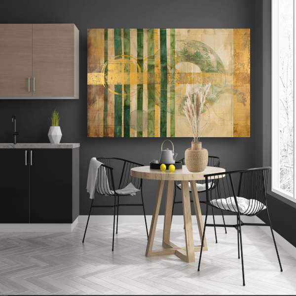 Moderne Bamboe en Gouden Cirkels Abstract poster
