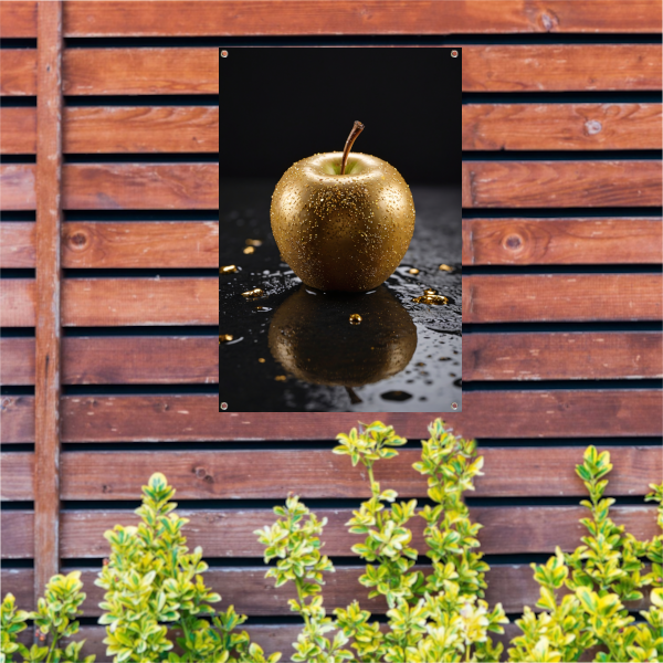 Gouden Appel met Dauwdruppels Reflectie tuinposter