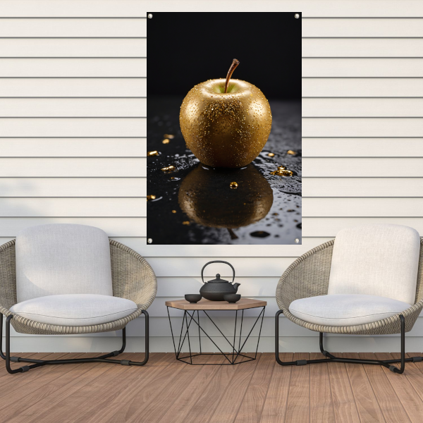 Gouden Appel met Dauwdruppels Reflectie tuinposter