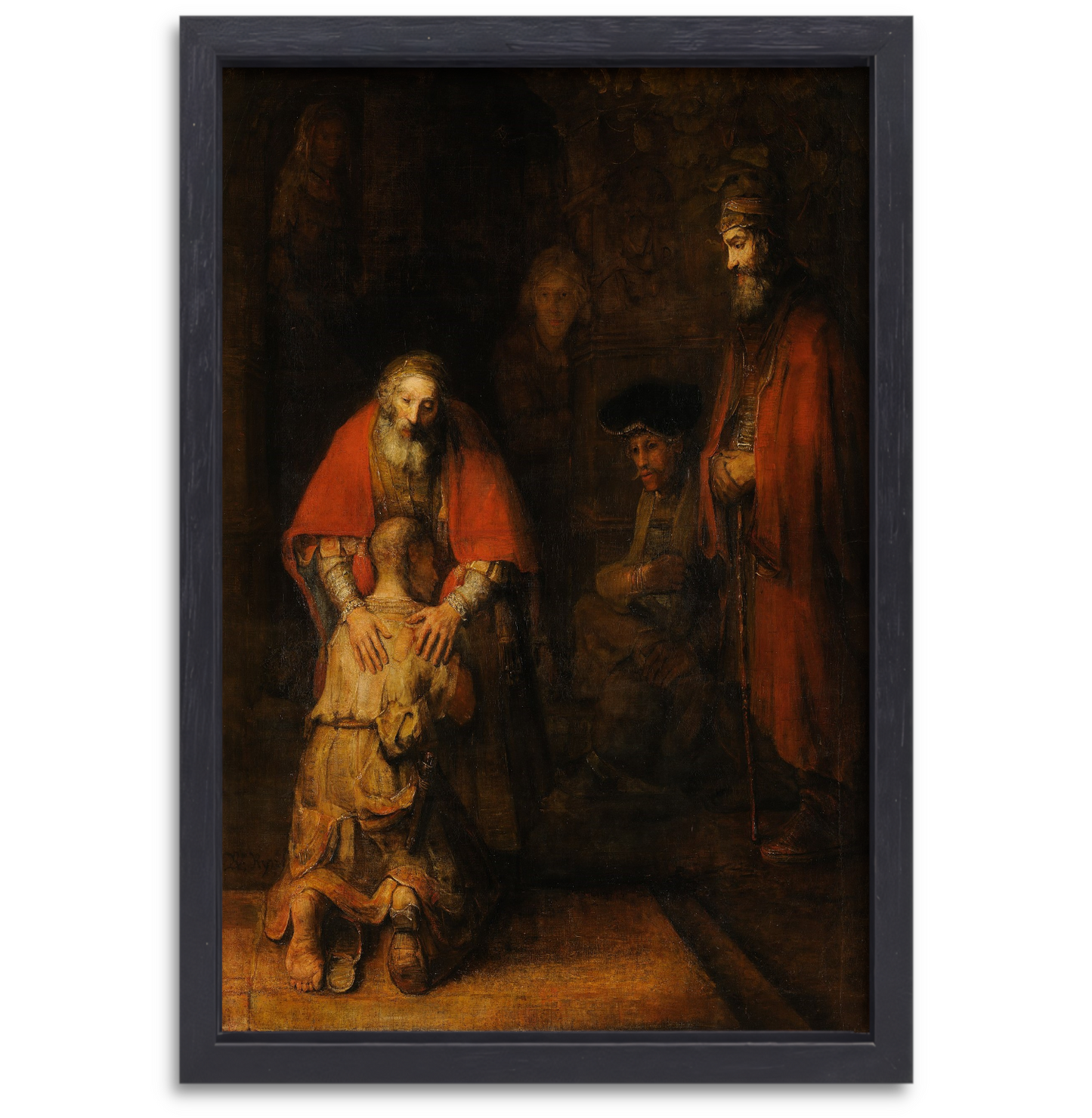 De terugkeer van de verloren zoon - Rembrandt van Rijn canvas met baklijst