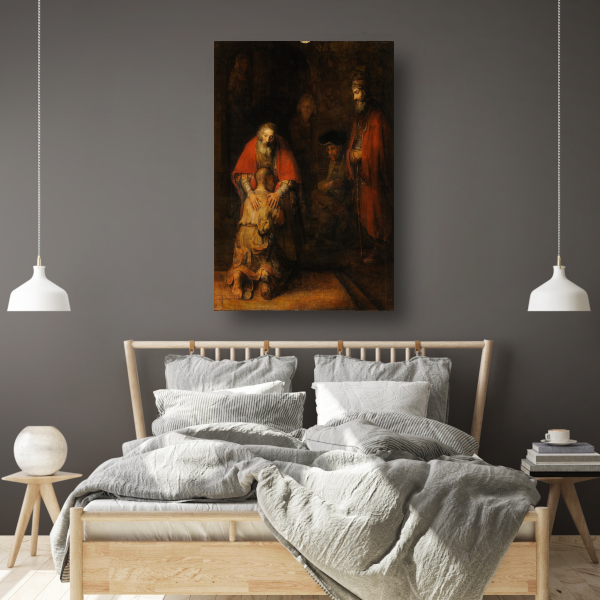 De terugkeer van de verloren zoon - Rembrandt van Rijn canvas met baklijst