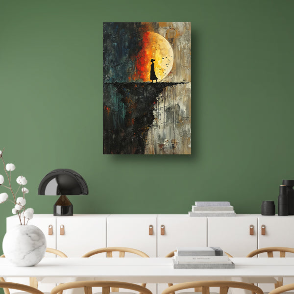 Abstract Vrouw bij Maan canvas
