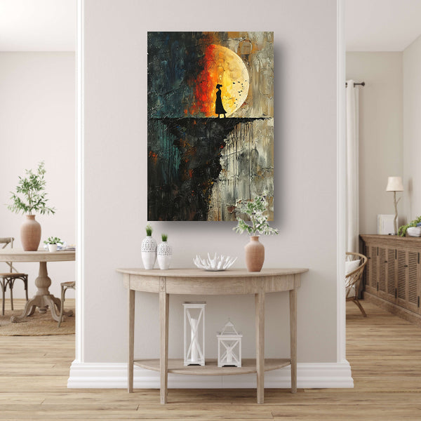 Abstract Vrouw bij Maan canvas