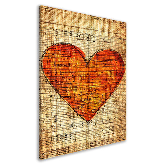 Abstract Hart van Muziek op Oude Partituur canvas