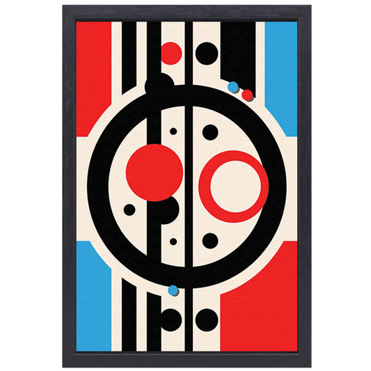Abstract compositie met geometrische vormen en lijnen canvas met baklijst