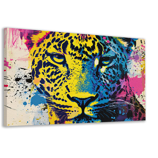 Kleurrijke popart schilderij van een luipaard canvas