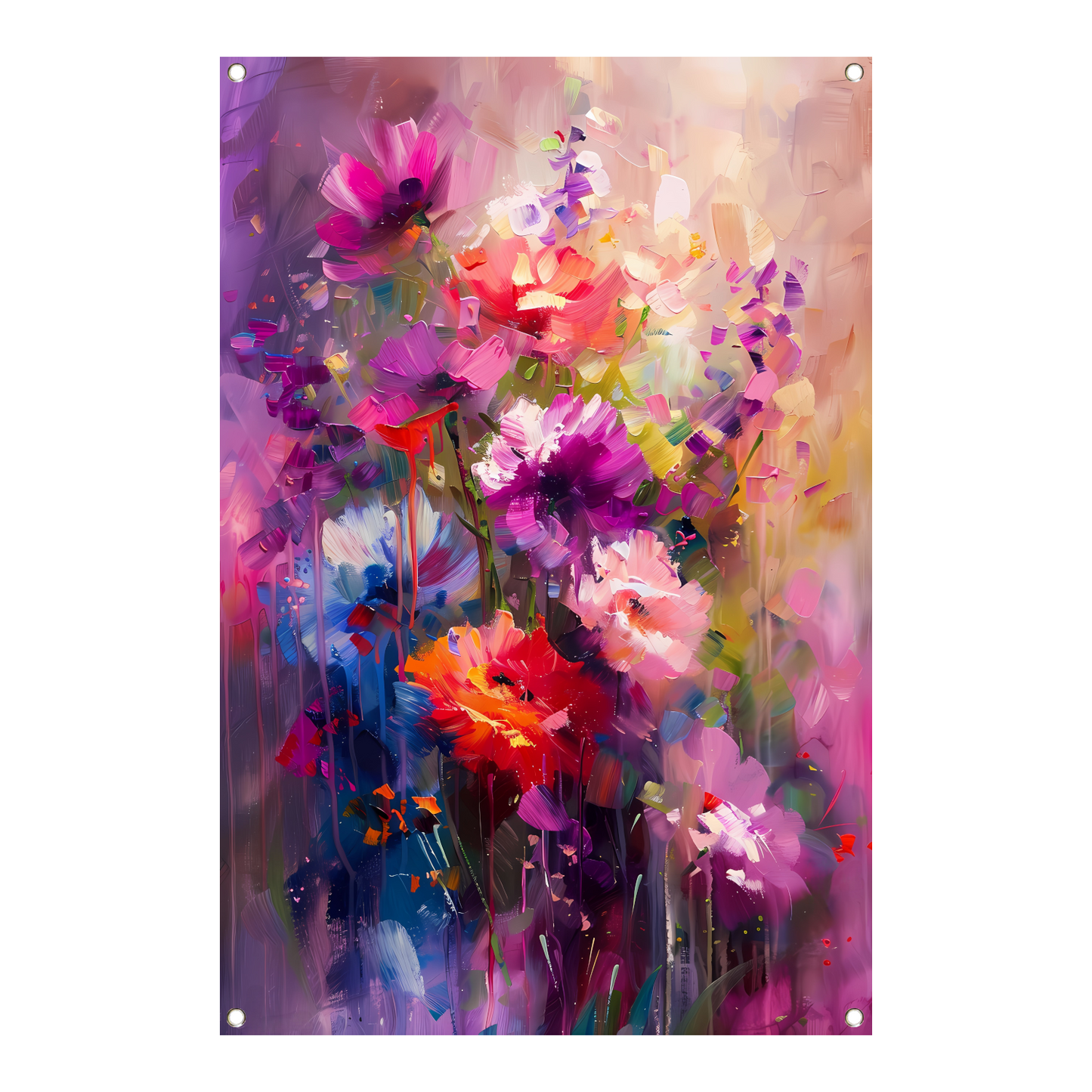 Abstracte bloemen in levendige kleuren tuinposter
