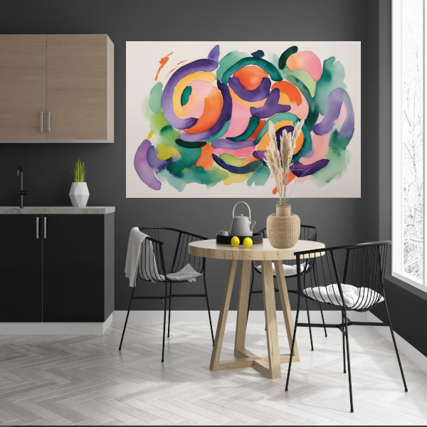 Abstracte Kleurendans in Aquarel poster