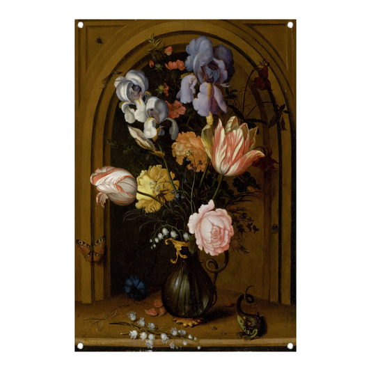 Stilleven in een glazen vaas - Balthasar van der Ast tuinposter