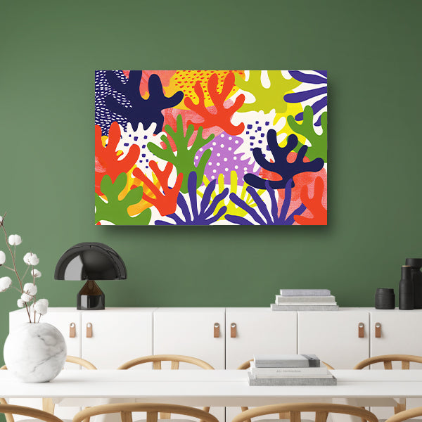 Kleurrijk abstract koraal kunstwerk op canvas poster