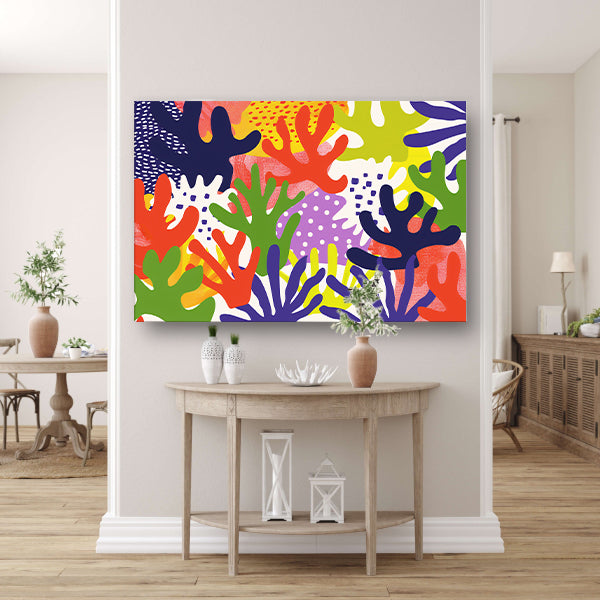 Kleurrijk abstract koraal kunstwerk op canvas poster