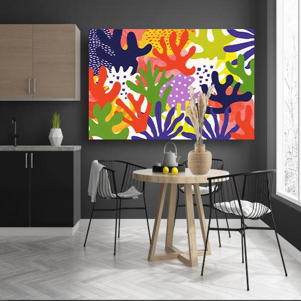 Kleurrijk abstract koraal kunstwerk op canvas poster