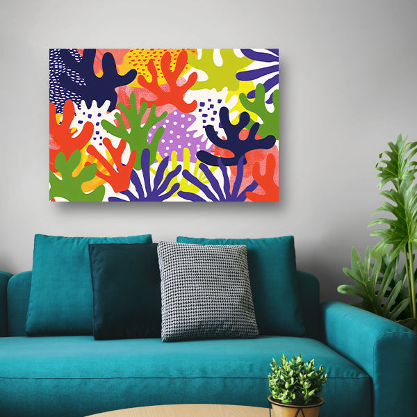 Kleurrijk abstract koraal kunstwerk op canvas poster