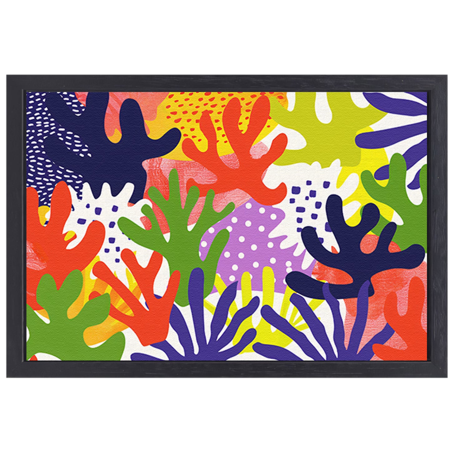 Kleurrijk abstract koraal kunstwerk op canvas canvas met baklijst
