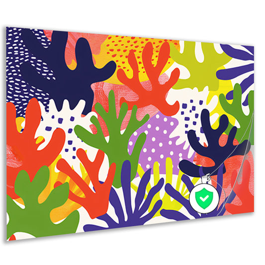 Kleurrijk abstract koraal kunstwerk op canvas poster