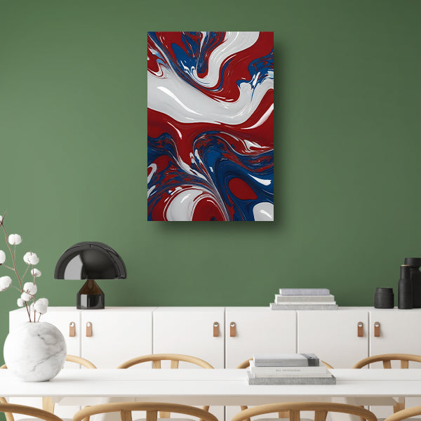 Abstracte Golf van Rood, Wit en Blauw canvas
