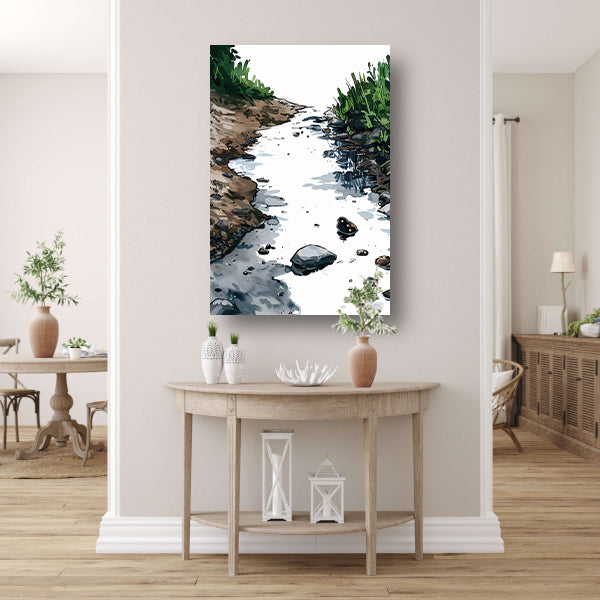 Drie vlinders op een steen in een beekje acrylglas