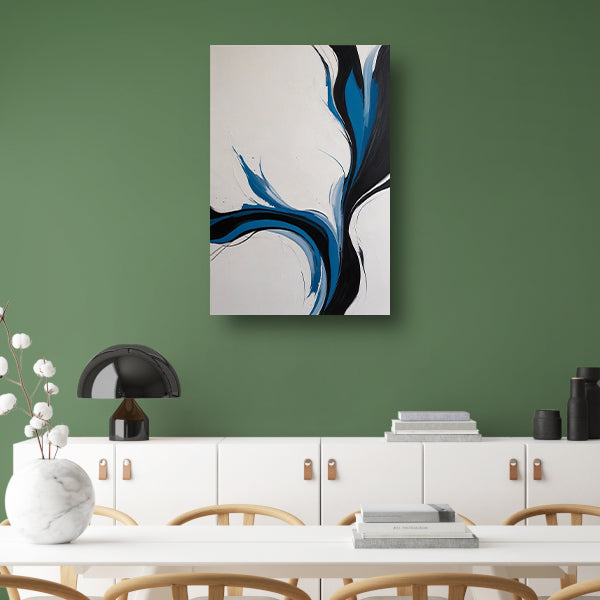 Dynamische Zwarte en Blauwe Abstracte Compositie canvas