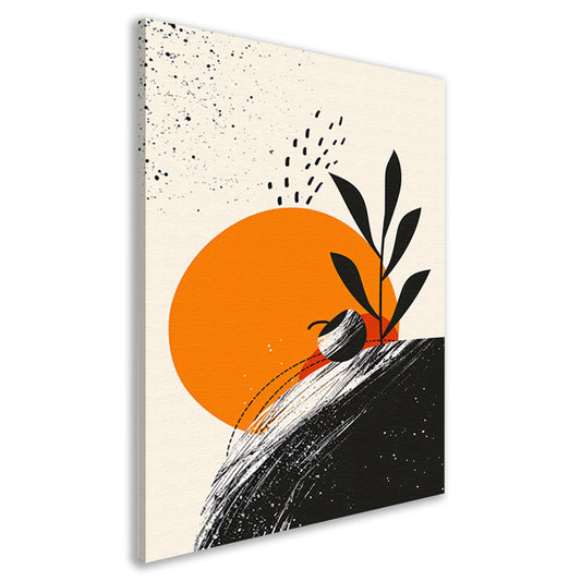 Abstract Plant met Cirkel en Texturen canvas