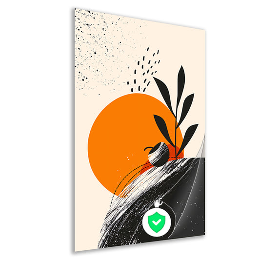 Abstract Plant met Cirkel en Texturen poster