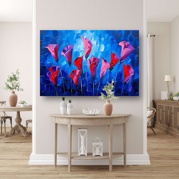 Abstracte bloemen in levendige kleuren schilderij canvas