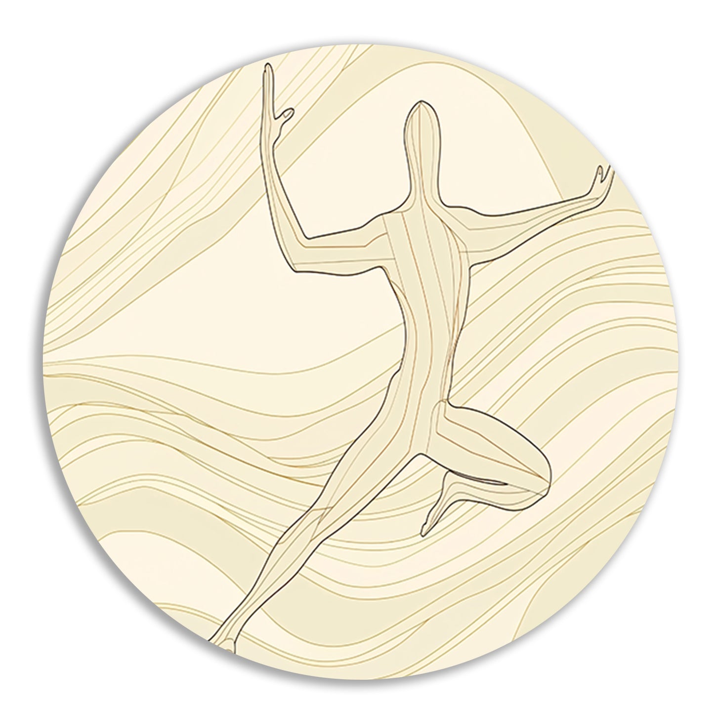Abstracte dansende figuur met vloeiende lijnen aluminium muurcirkel