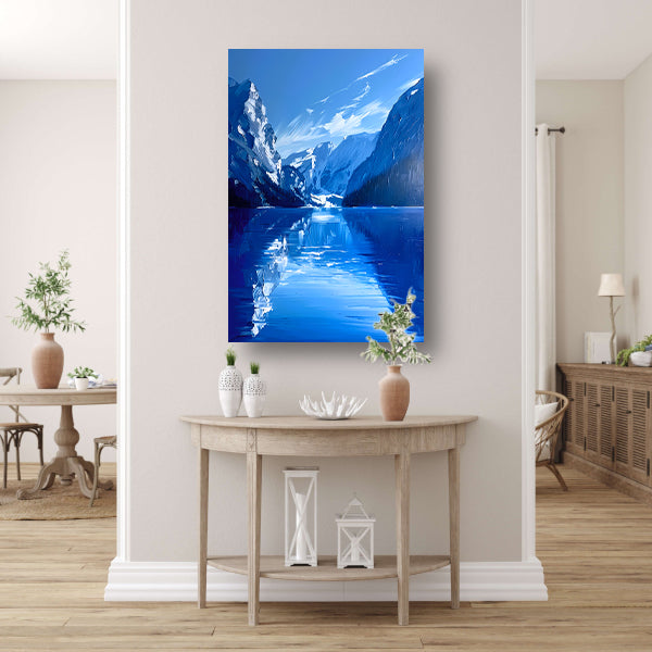 Abstract berglandschap in blauwe tinten canvas