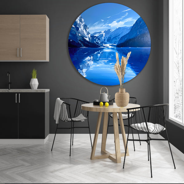 Abstract berglandschap in blauwe tinten forex muurcirkel