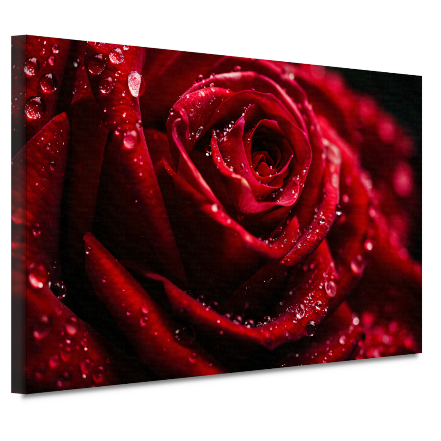 Rode Roos met Waterdruppels in Close-up canvas